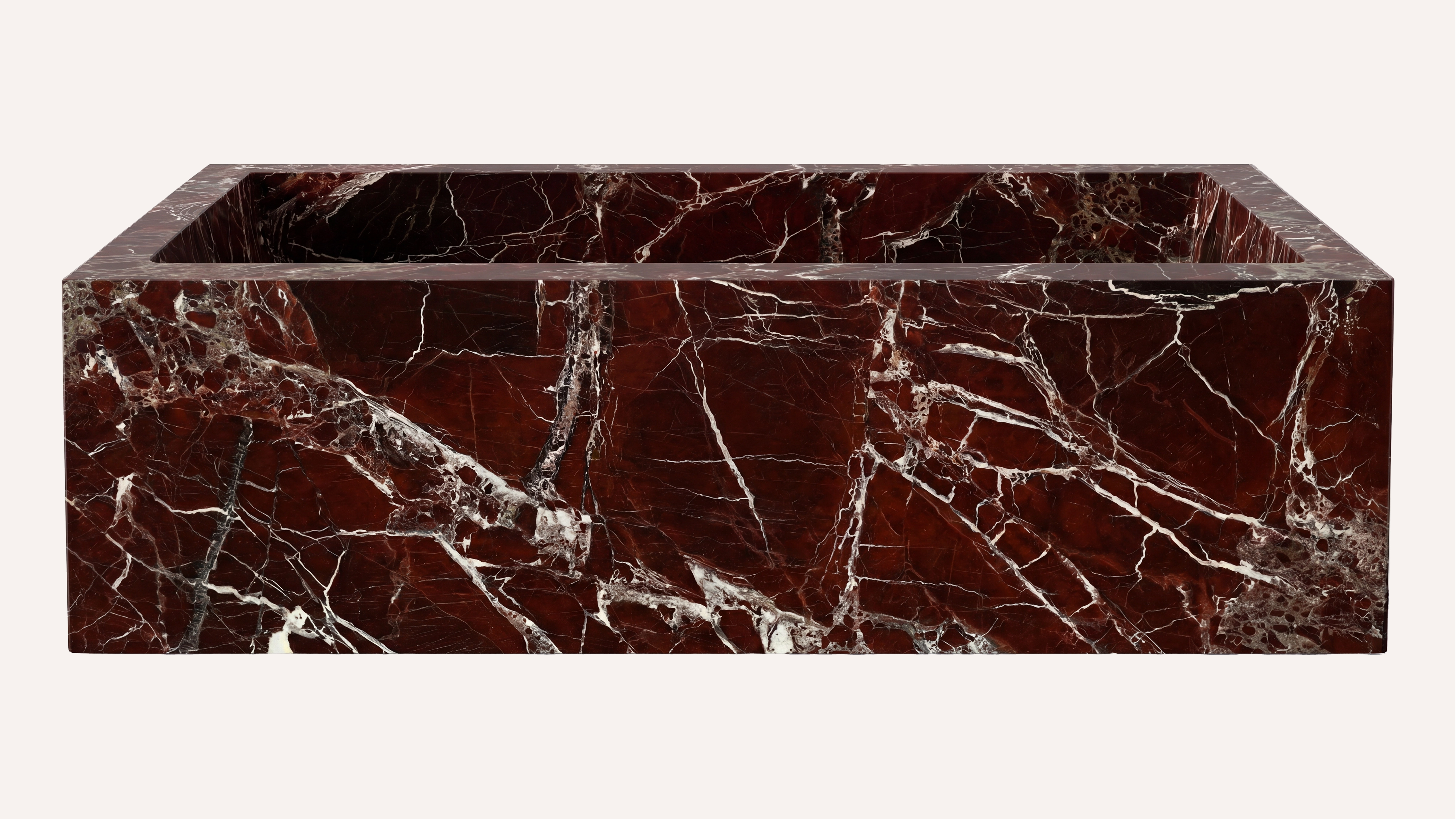 Rosso Levanto Marble Rectangle Freestanding Bathtub — 67"