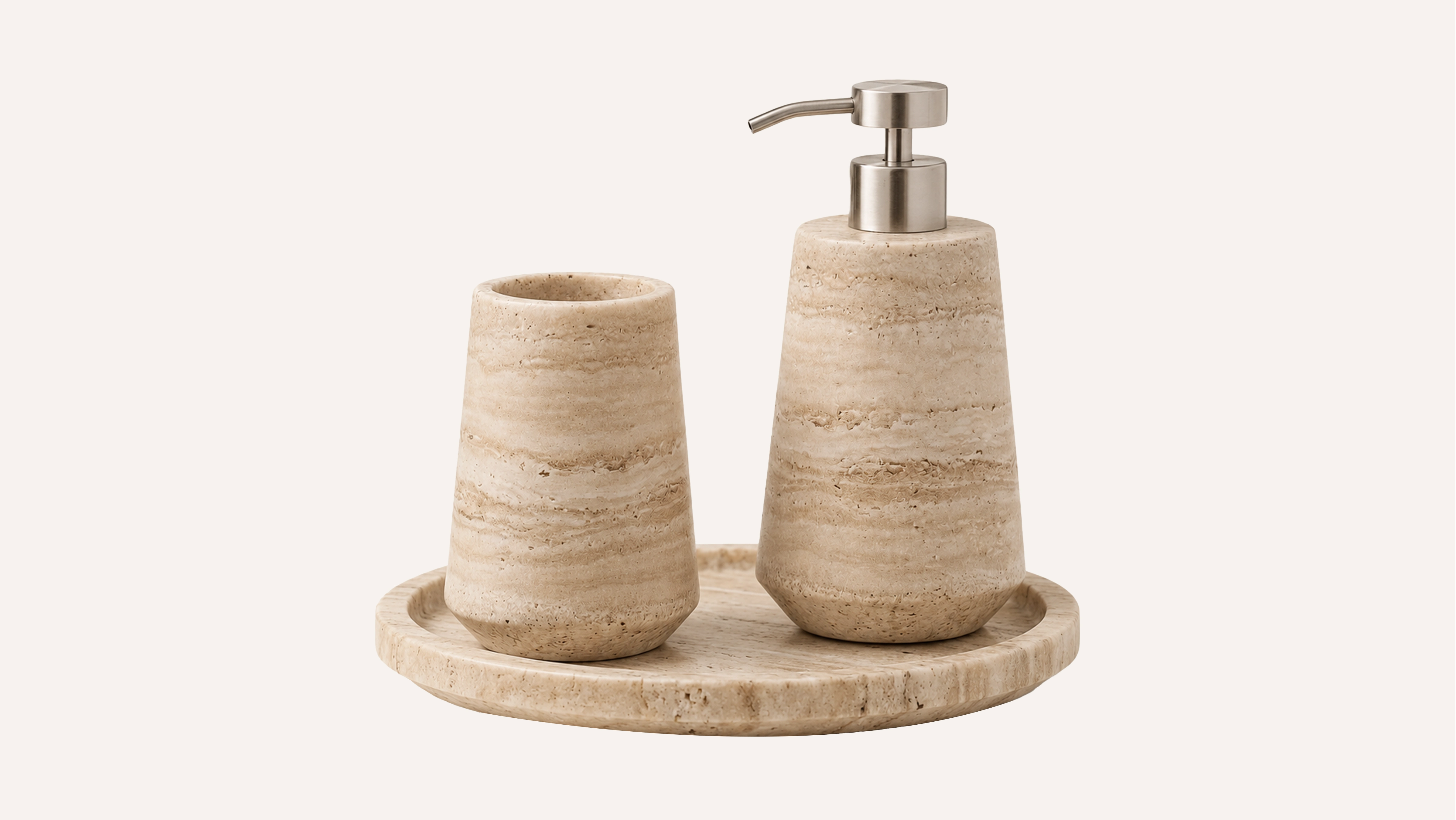 Vein-Cut Beige Travertine Tray