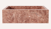 Cross-Cut Red Travertine Rectangle Freestanding Bathtub — 67"
