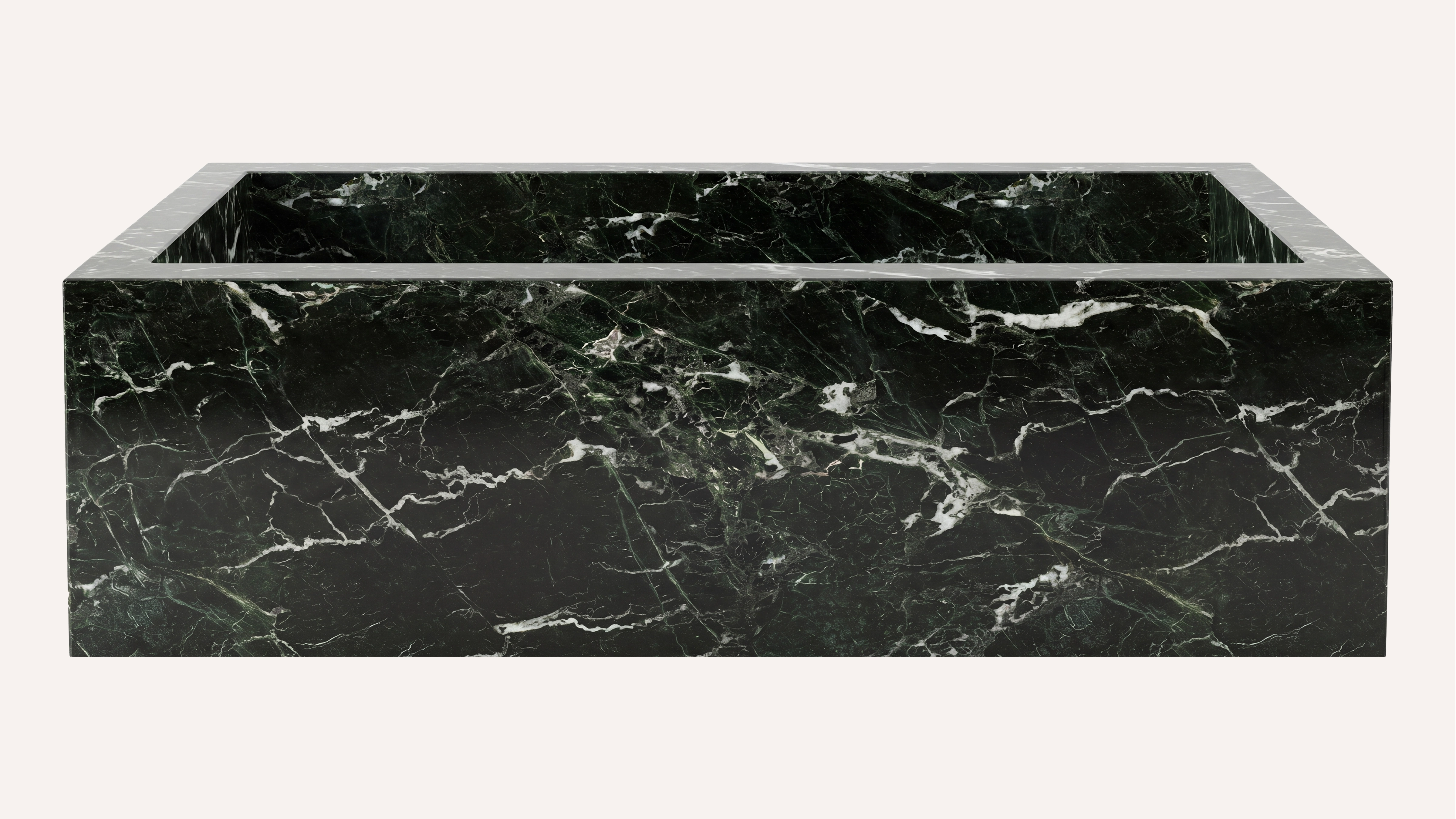 Petrolium Green Marble Rectangle Freestanding Bathtub — 67"