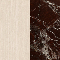 Hila Marble Side Table | Beige Travertine VC & Rosso Levanto