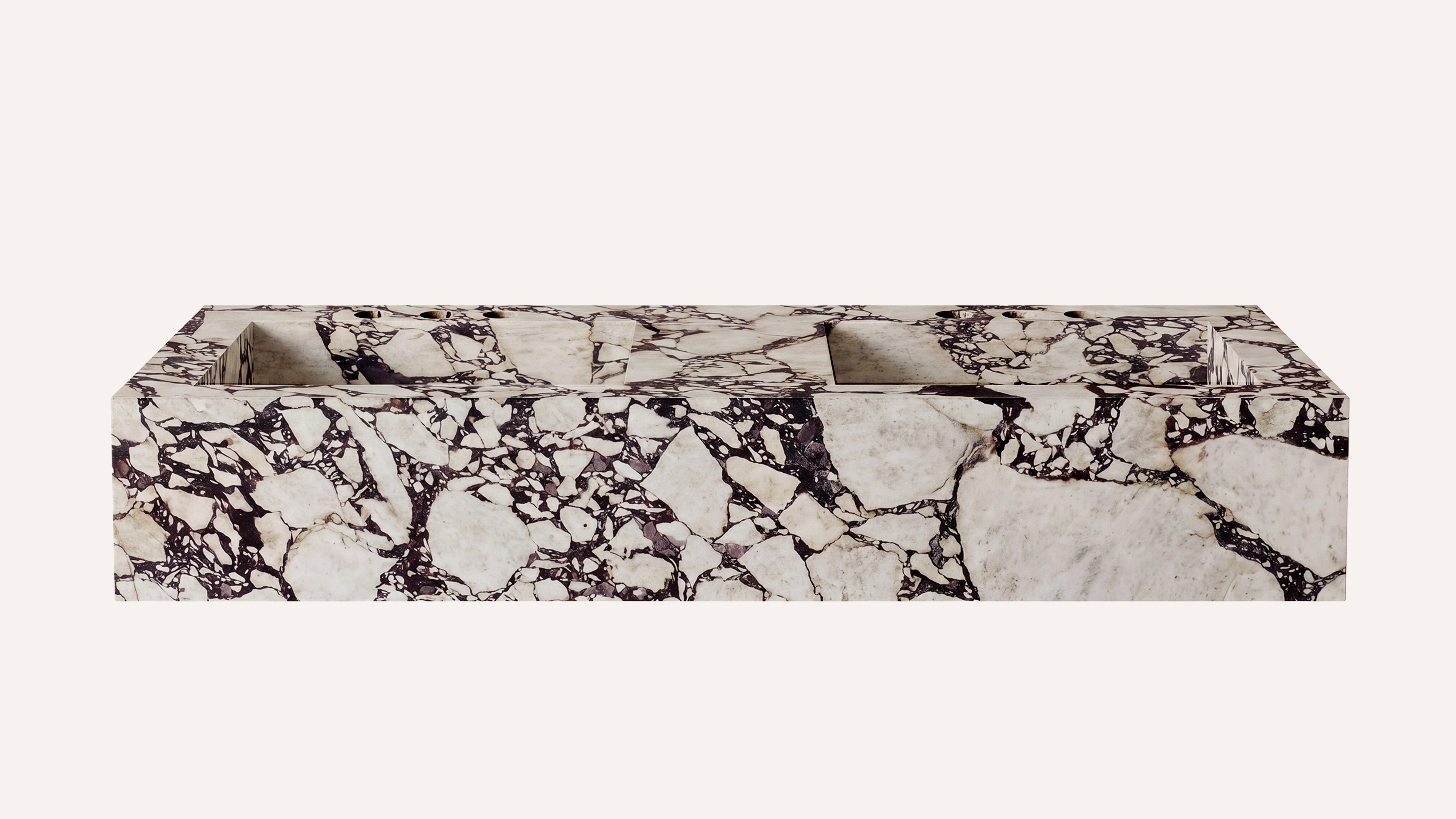 Calacatta Viola Marble Floating Double Bathroom Sink — 60"