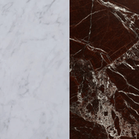 Flower Marble Side Table | Carrara White & Rosso Levanto