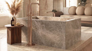 Emperador Light Marble Rectangle Freestanding Bathtub — 67"