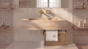 Vein-Cut Beige Travertine Floating Bathroom Sink — 20"