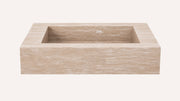 Cross-Cut Beige Travertine Floating Bathroom Sink — 20"