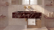 Rosso Levanto Marble Floating Bathroom Sink — 20"
