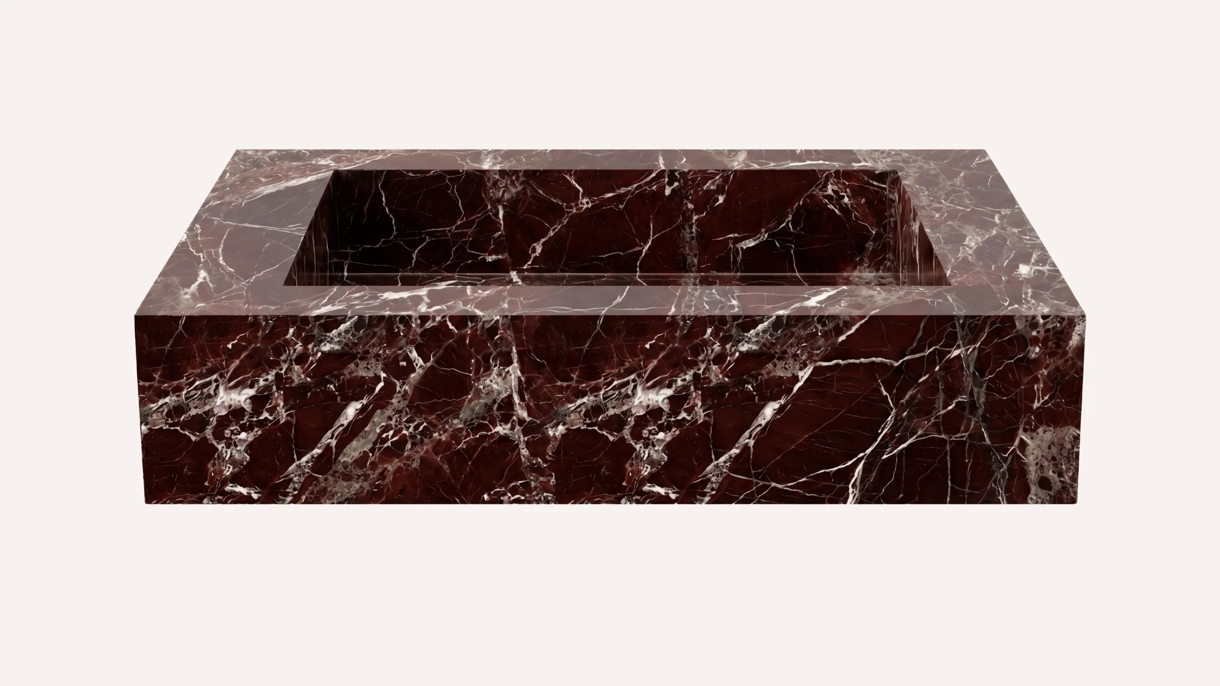 Rosso Levanto Marble Floating Bathroom Sink — 20"