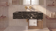Emperador Dark Marble Floating Bathroom Sink — 20"