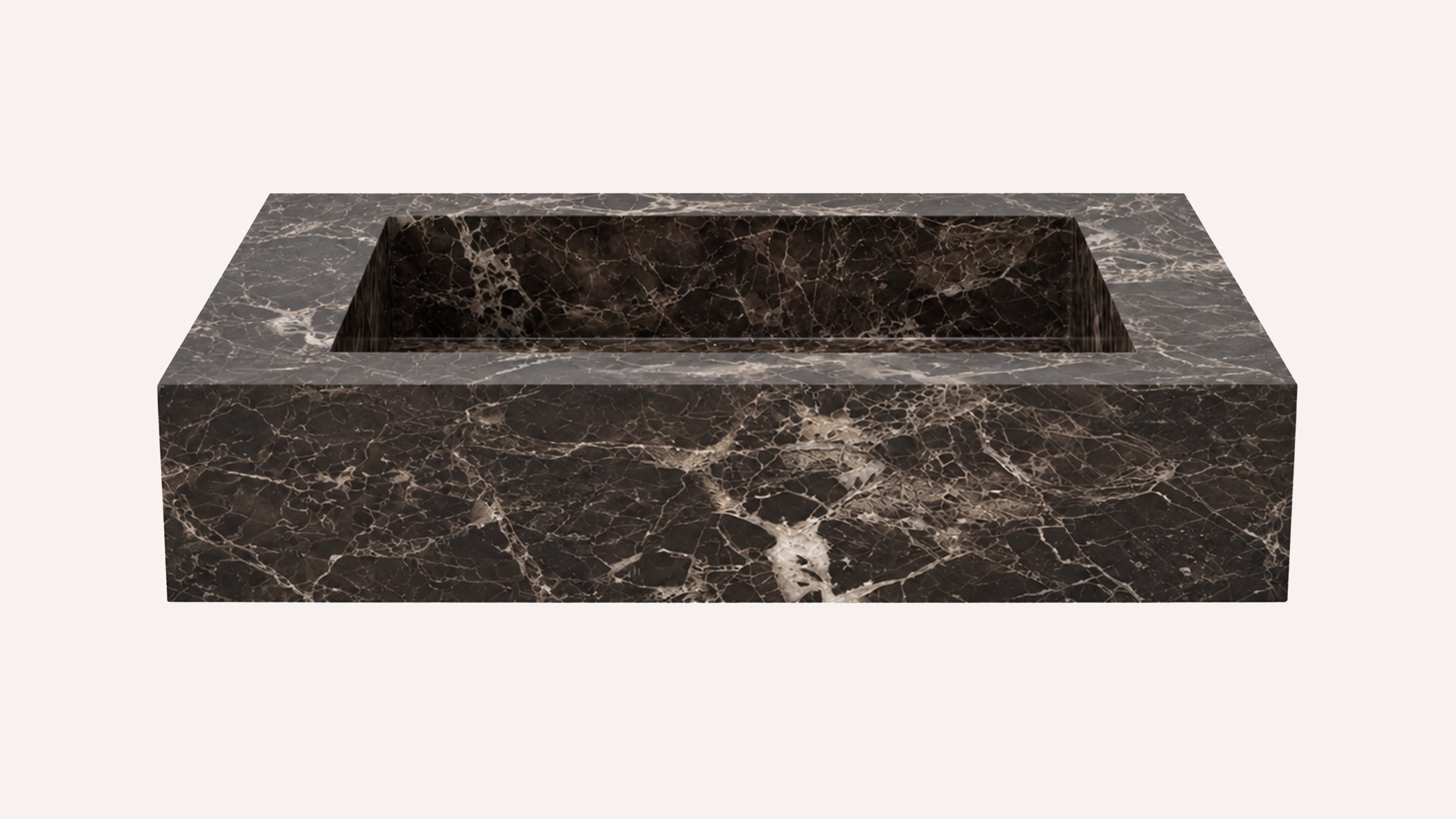 Emperador Dark Marble Floating Bathroom Sink — 20"