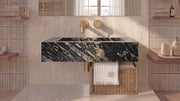 Nero Picasso Marble Floating Bathroom Sink — 20"