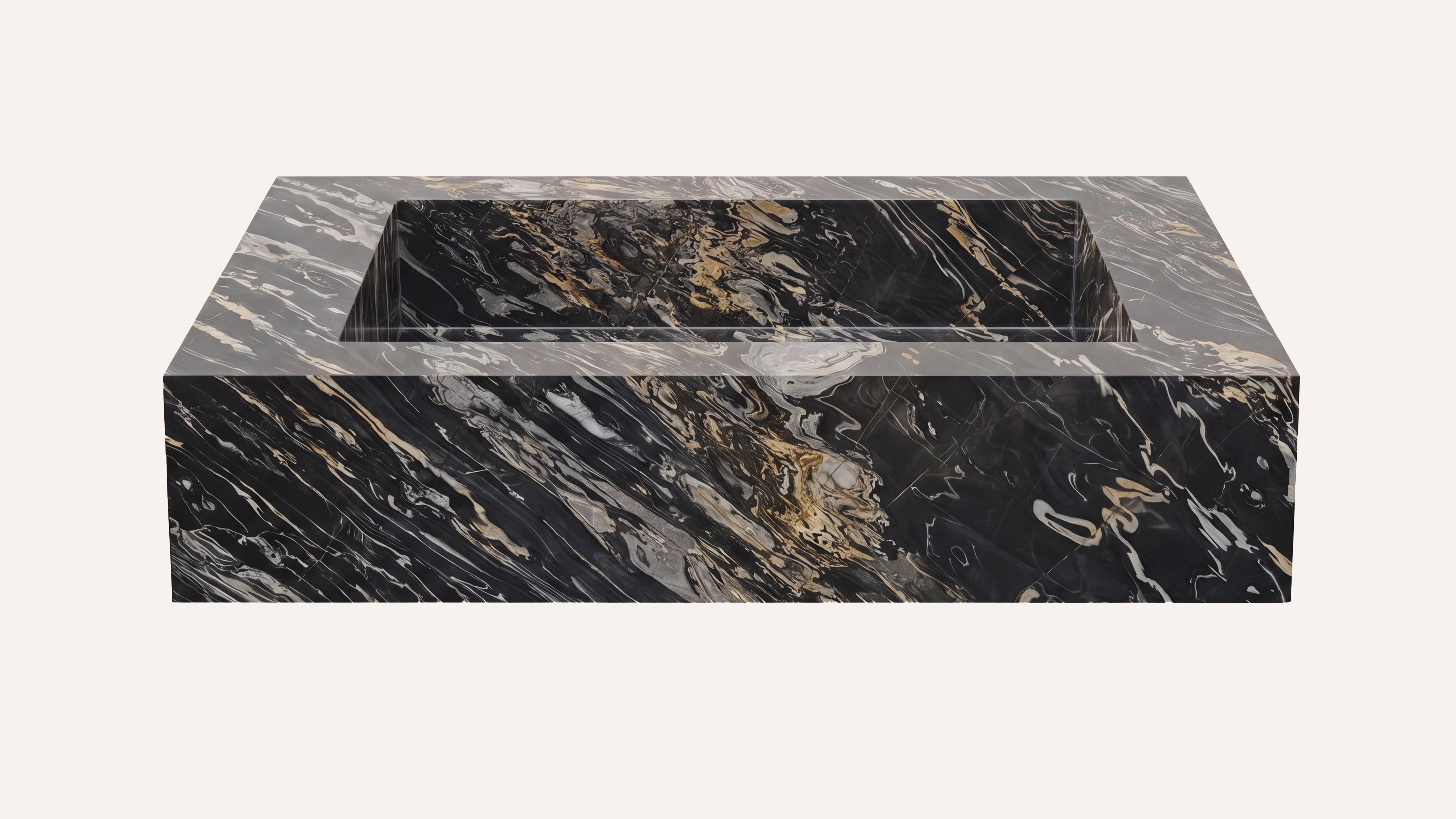 Nero Picasso Marble Floating Bathroom Sink — 20"