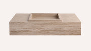 Vein-Cut Beige Travertine Floating Bathroom Sink — 36"
