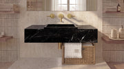 Nero Marquina Marble Floating Bathroom Sink — 28"