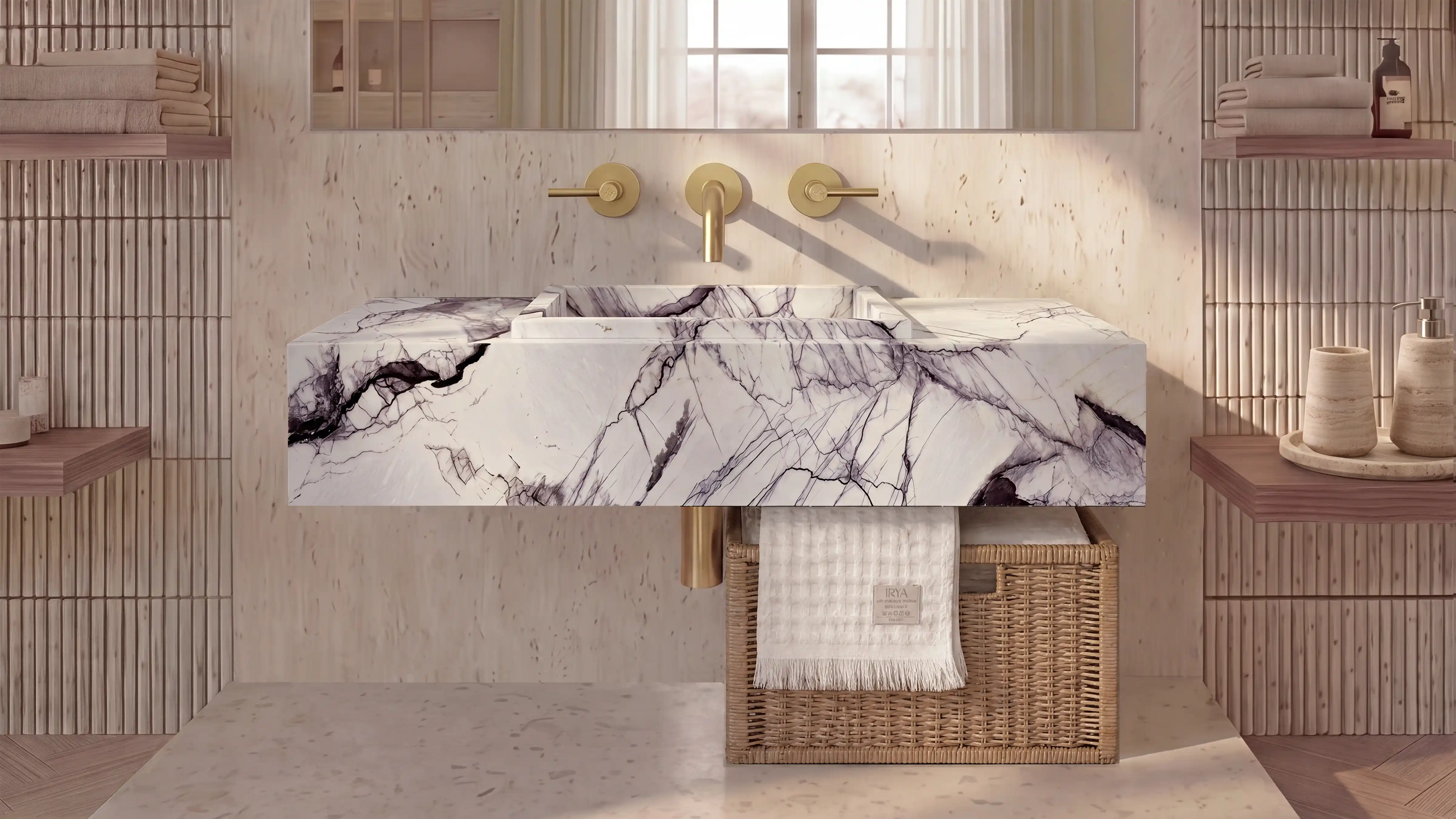 Lilac Marble Floating Bathroom Sink — 28"