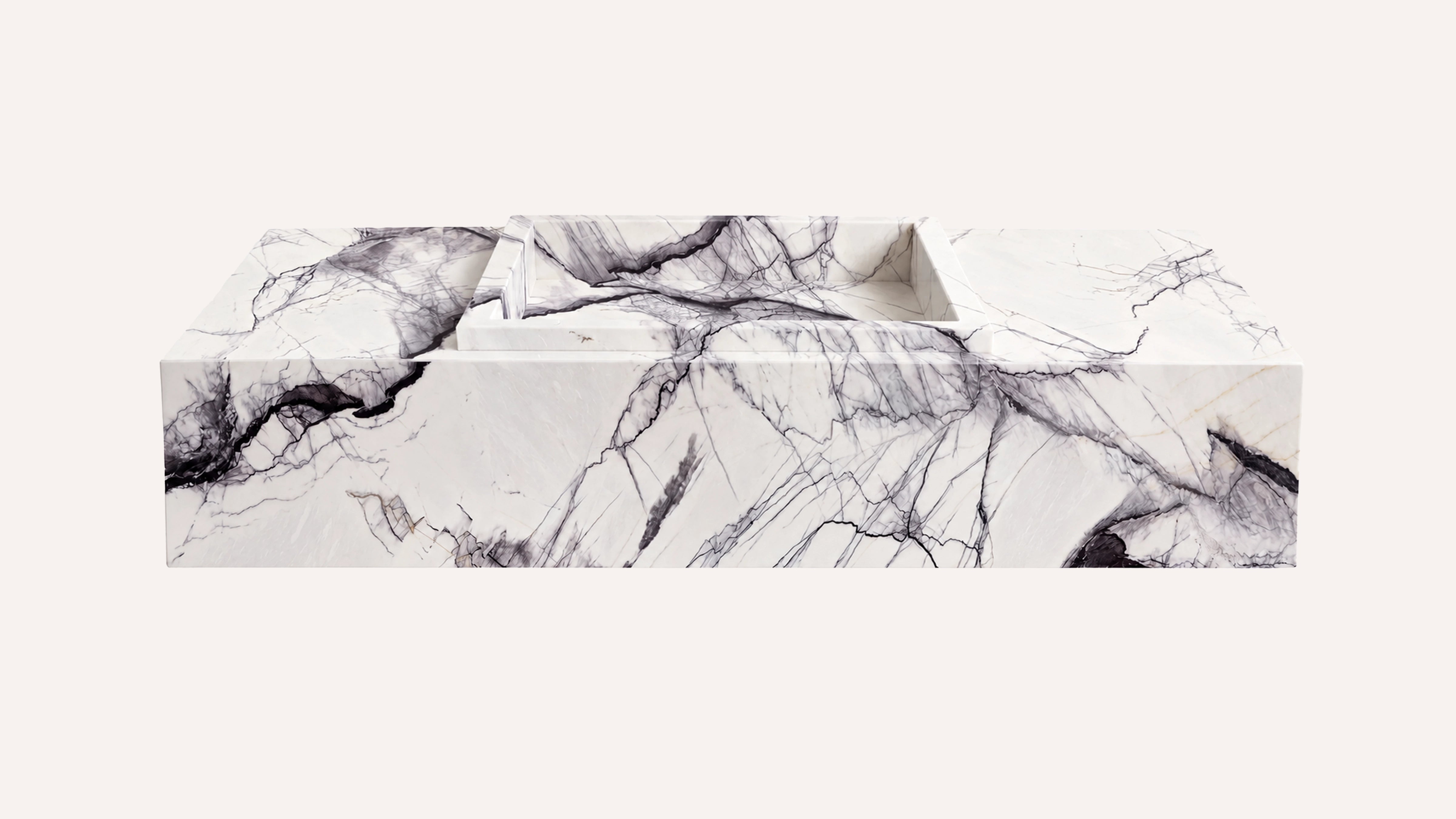 Lilac Marble Floating Bathroom Sink — 28"