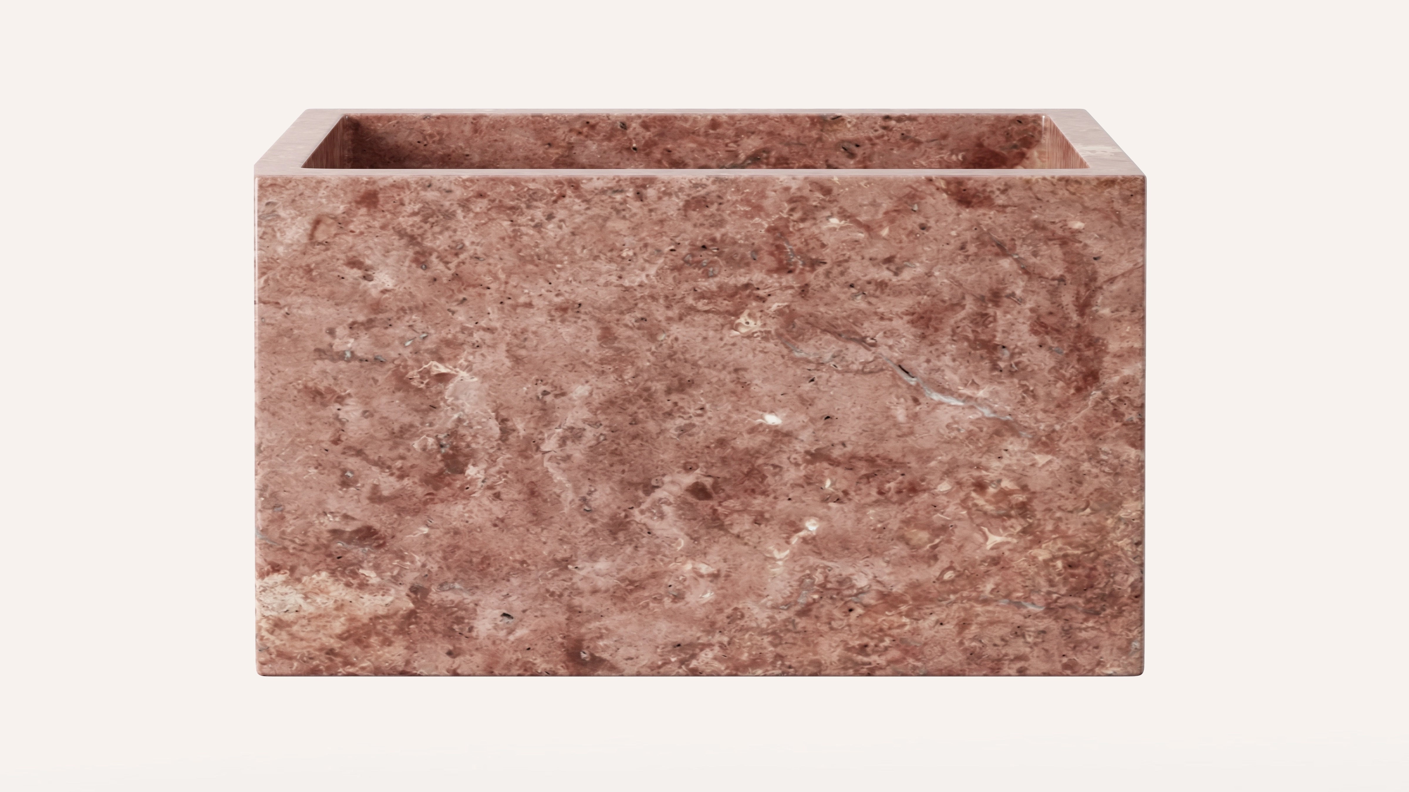 Cross-Cut Red Travertine Floating Bathroom Sink — 24"