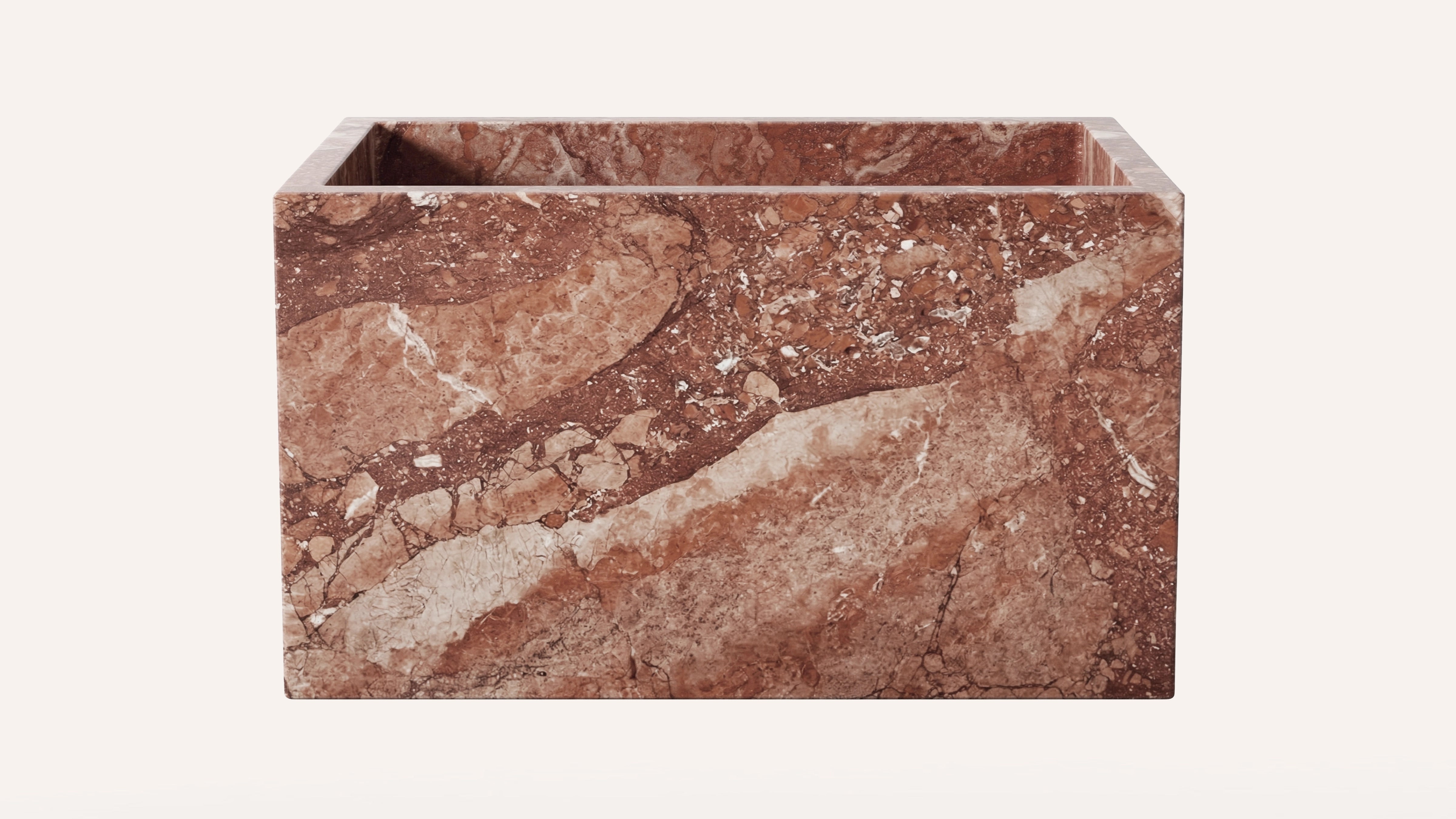 Aegean Rose Marble Floating Bathroom Sink — 24"