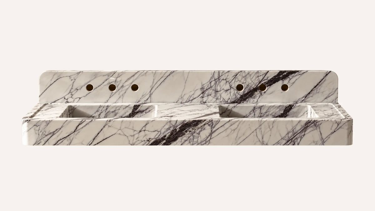 Lilac Marble Floating Double Bathroom Bathroom Sink — 60"