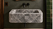 Tundra Gray Marble Floating Bathroom Sink — 22"
