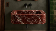 Rosso Levanto Marble Floating Bathroom Sink — 22"