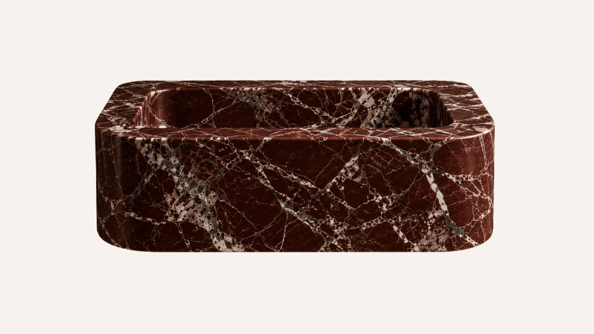 Rosso Levanto Marble Floating Bathroom Sink — 22"