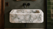 Calacatta Green Marble Floating Bathroom Sink — 22"