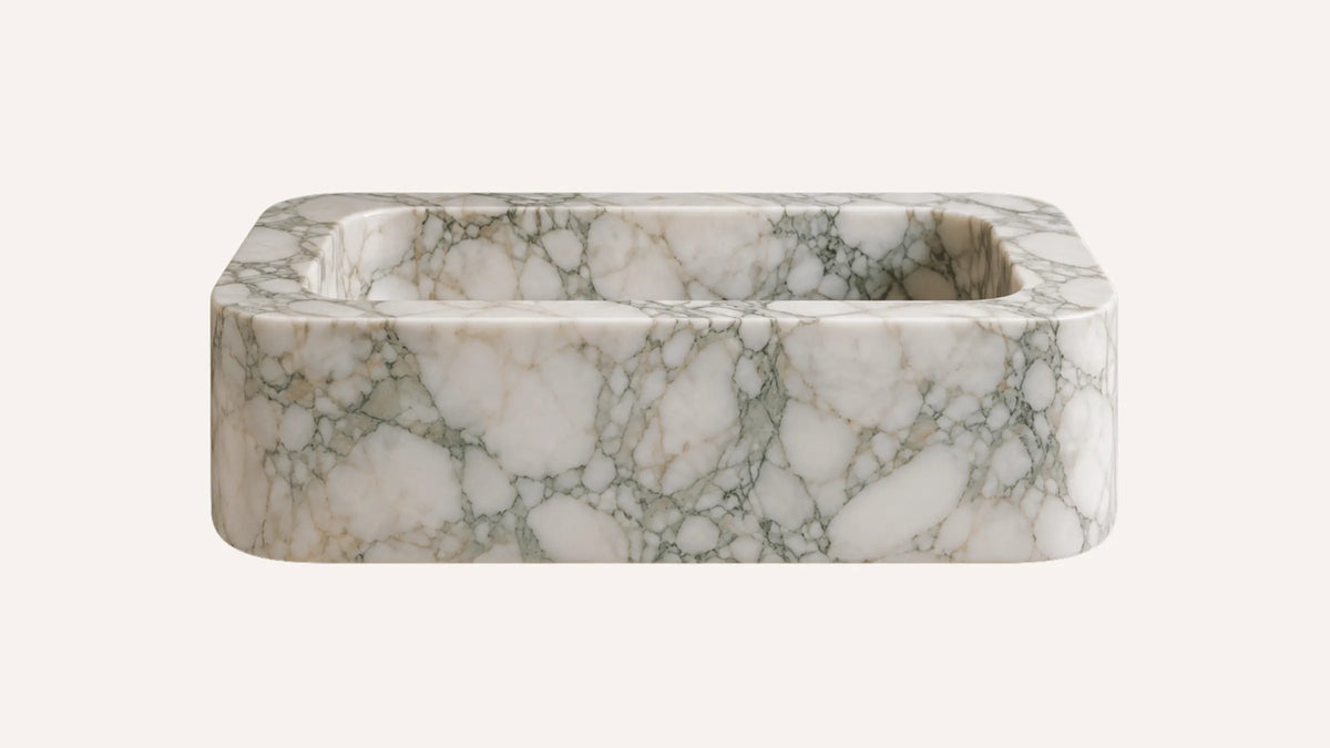 Calacatta Green Marble Floating Bathroom Sink — 22"