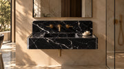 Nero Marquina Marble Floating Bathroom Sink — 30"