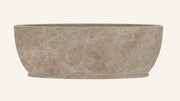 Emperador Light Marble Oval Freestanding Bathtub — 60"