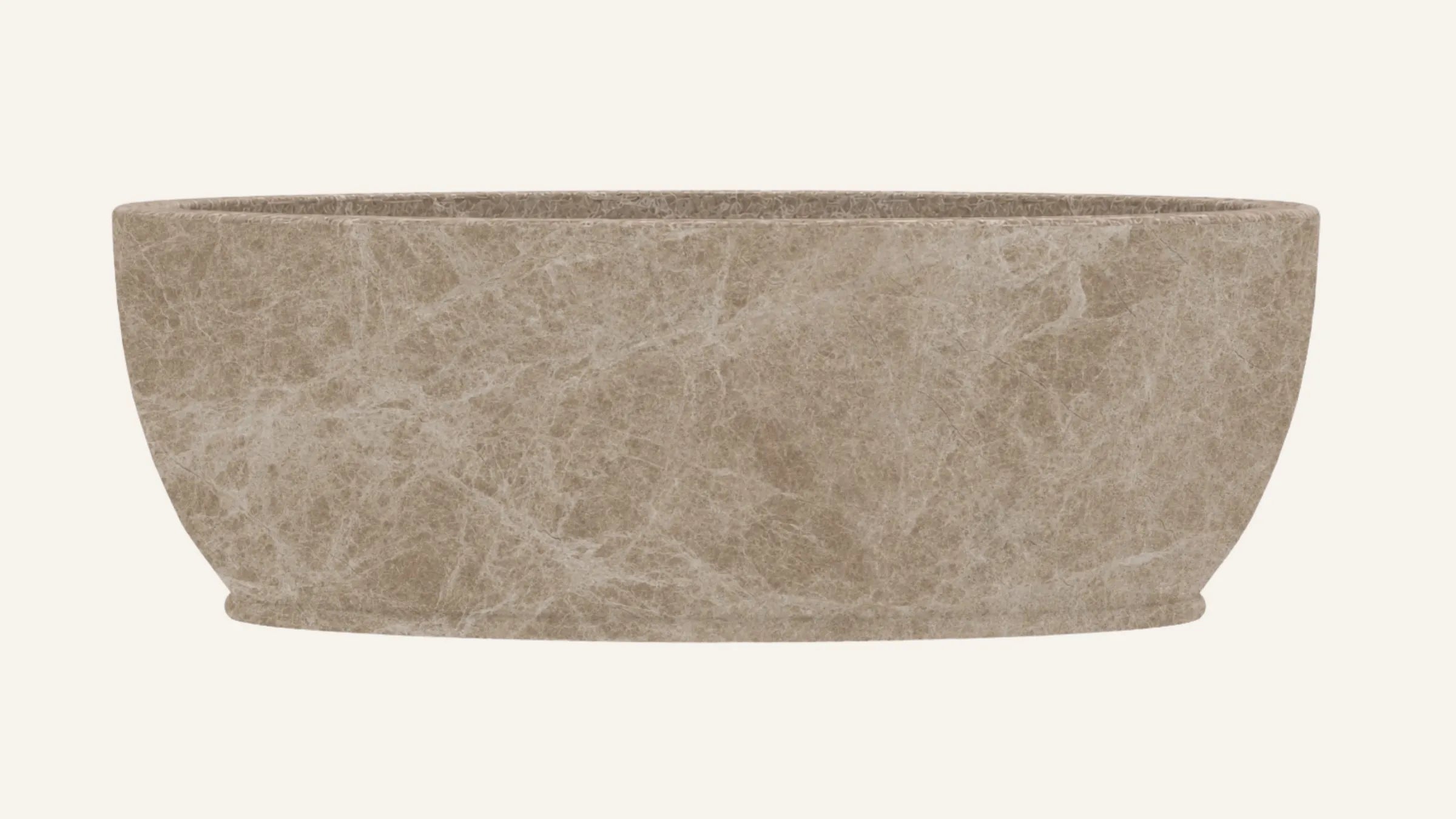 Emperador Light Marble Oval Freestanding Bathtub — 60"