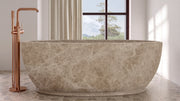 Emperador Light Marble Oval Freestanding Bathtub — 60"