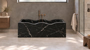 Nero Marquina Marble Wave Freestanding Bathtub — 67"
