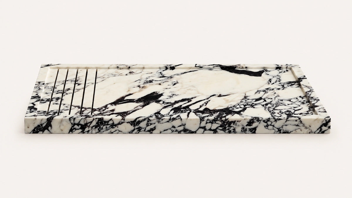 Calacatta Viola Marble Rectangular Shower Tray — 60" — product view