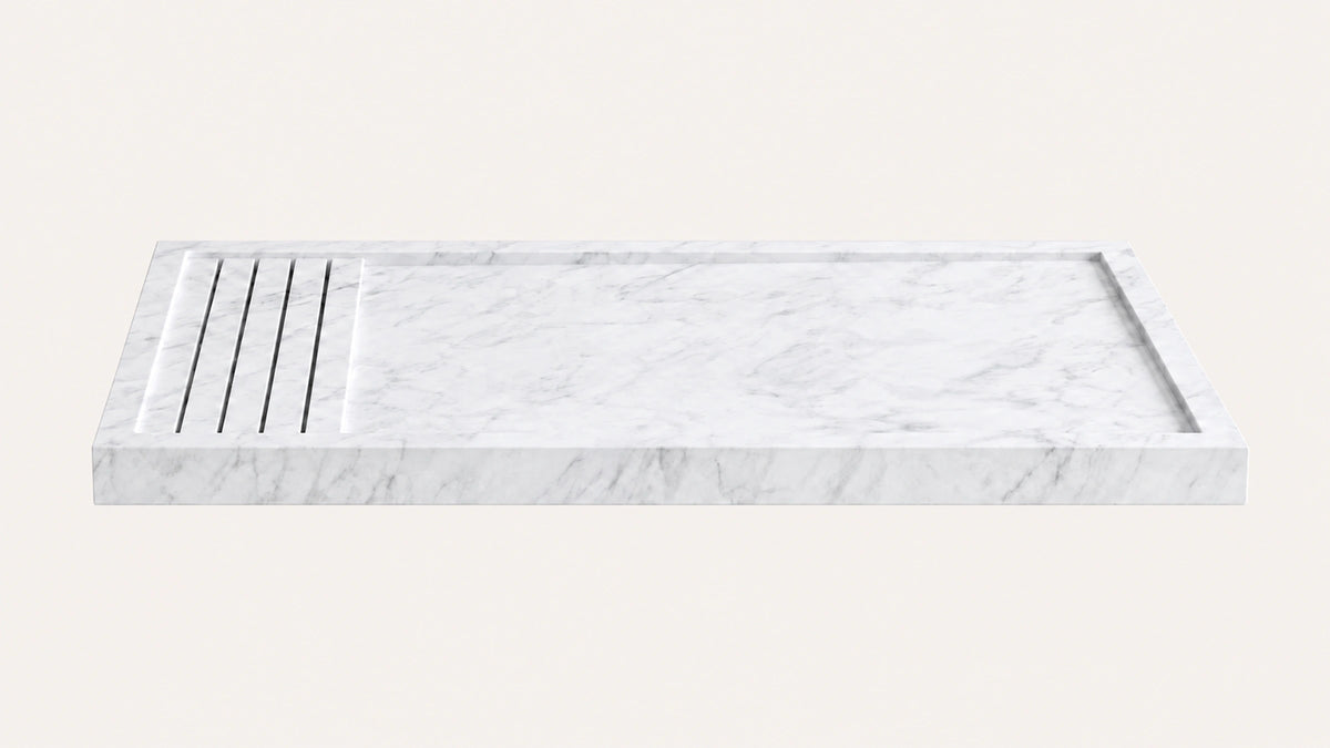 Carrara White Marble Rectangular Shower Tray — 60" — product view