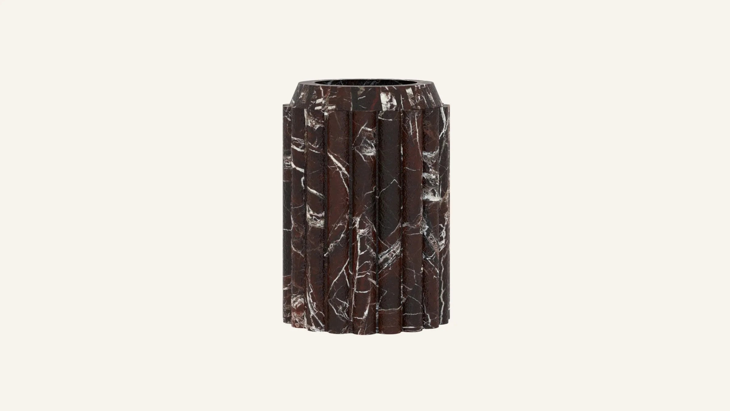 Rosso Levanto Marble Fluted Toothbrush Holder