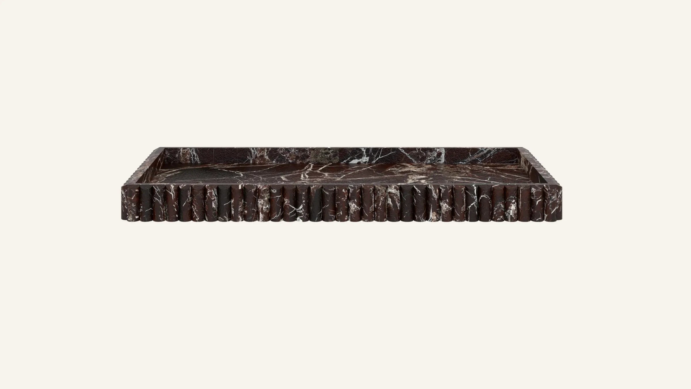 Rosso Levanto Marble Fluted Tray