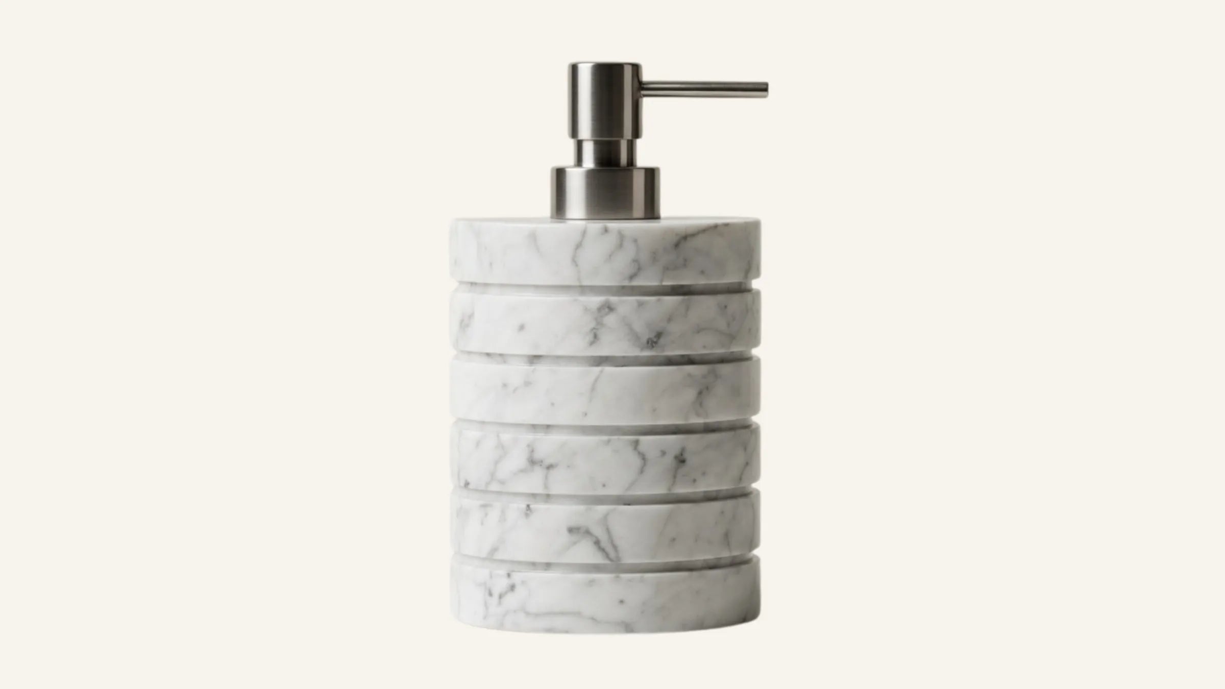 Carrara White Marble Ribbed Soap Dispenser