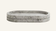 Carrara White Marble Ribbed Tray