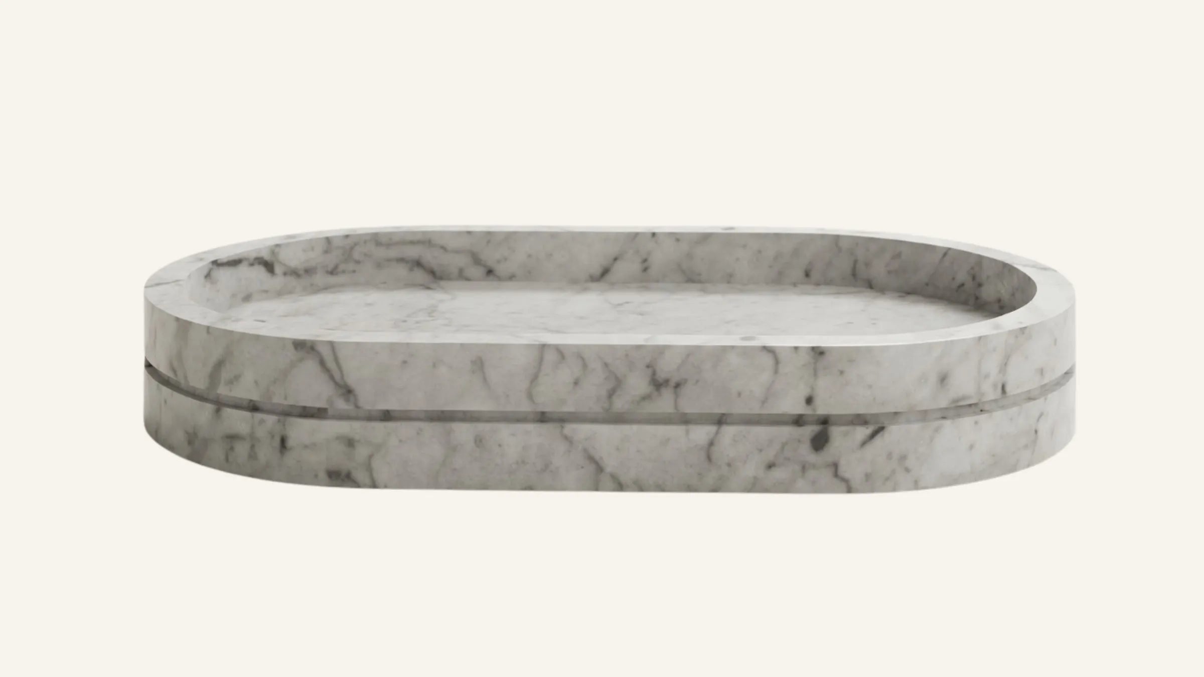 Carrara White Marble Ribbed Tray