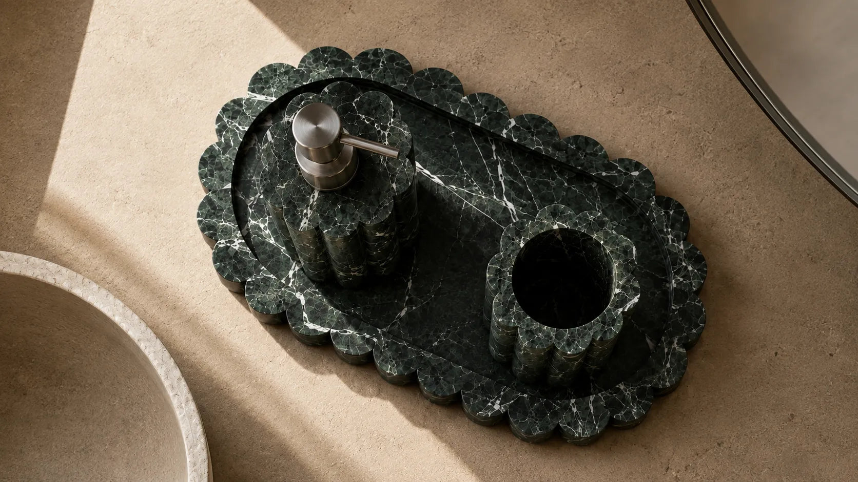 Petroleum Green Marble Toothbrush Holder