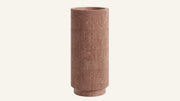 Cross-Cut Red Travertine Pedestal Fluted Bathroom Sink — 16"
