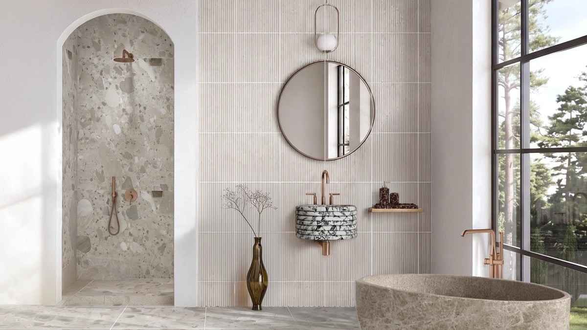 Calacatta Viola Marble Vessel Fluted Bathroom Sink — 20"