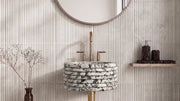 Calacatta Viola Marble Vessel Fluted Bathroom Sink — 20"