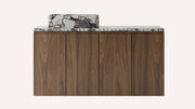Freestanding Light Walnut Bathroom Vanity Unit, Calacatta Viola Marble — 60"