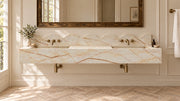 Sofita Marble Floating Double Bathroom Sink — 5" Backsplash — 60" — bathroom lifestyle