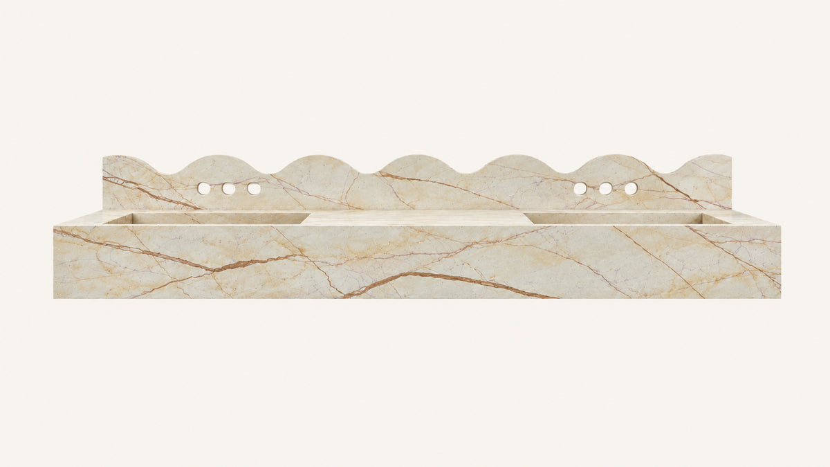Sofita Marble Floating Double Bathroom Sink — 5" Backsplash
