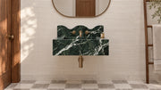 Petroleum Green Marble Floating Bathroom Sink — 5" Backsplash — 24" — bathroom lifestyle