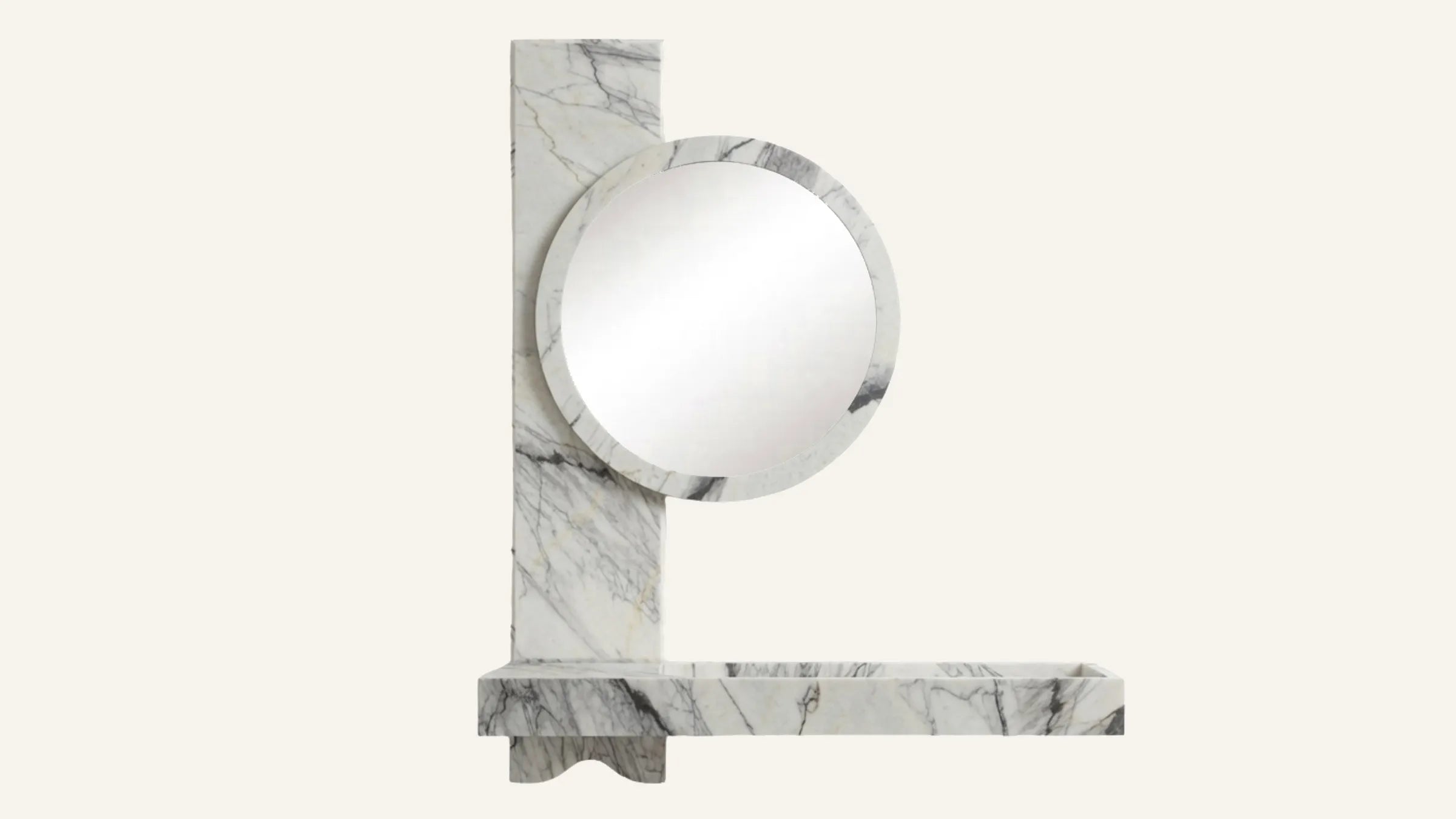 Lilac Marble Floating Bathroom Sink with Mirror — 45"