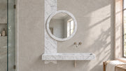 Carrara White Marble Floating Bathroom Sink with Mirror — 45" — bathroom lifestyle